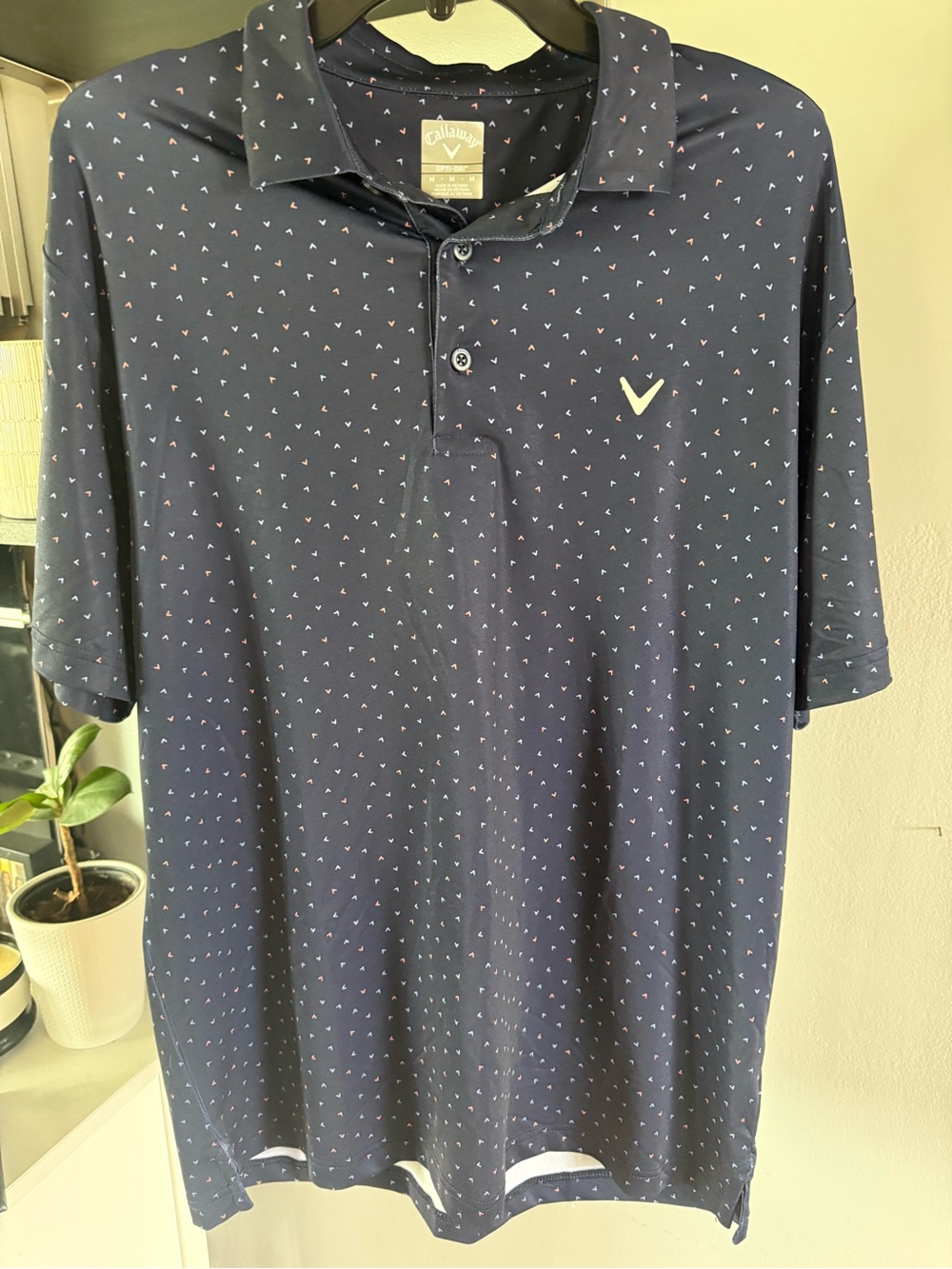 Callaway Men’s Navy Polo with Small Micro Dot Print